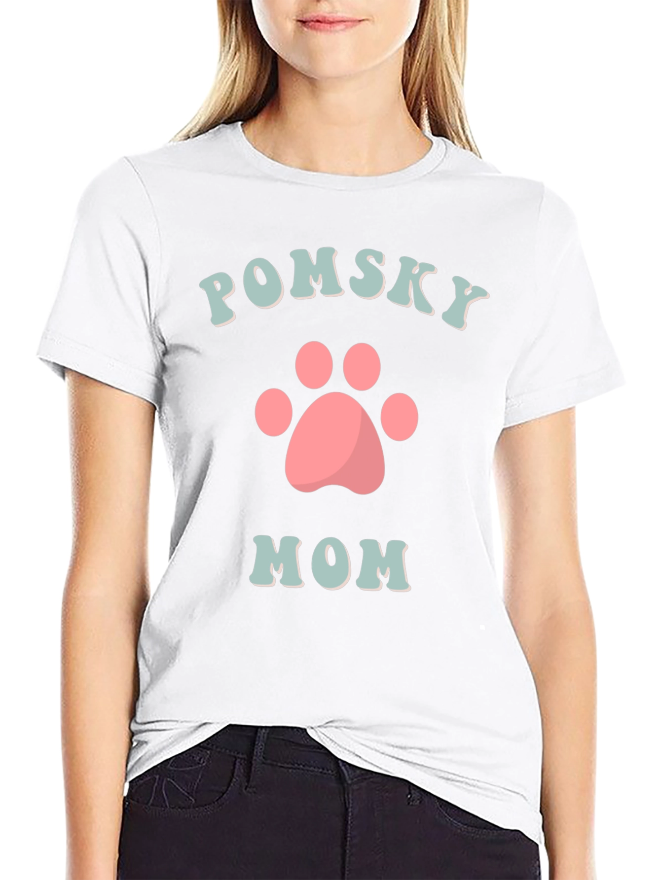 Pomsky Mom T-Shirt Cute Dog Paw Graphic Tee