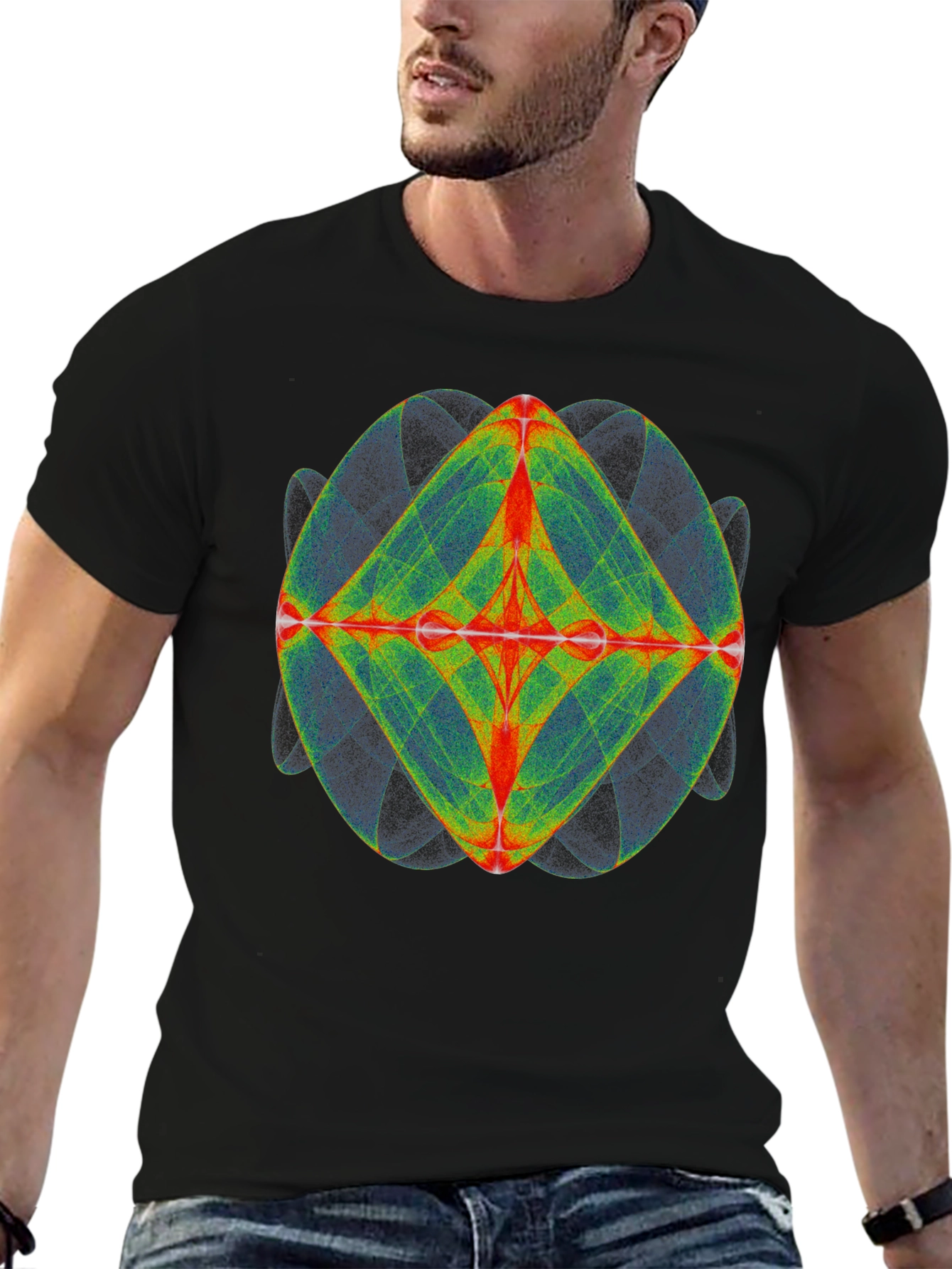 Geometric Design Tee - Black Cotton Blend
