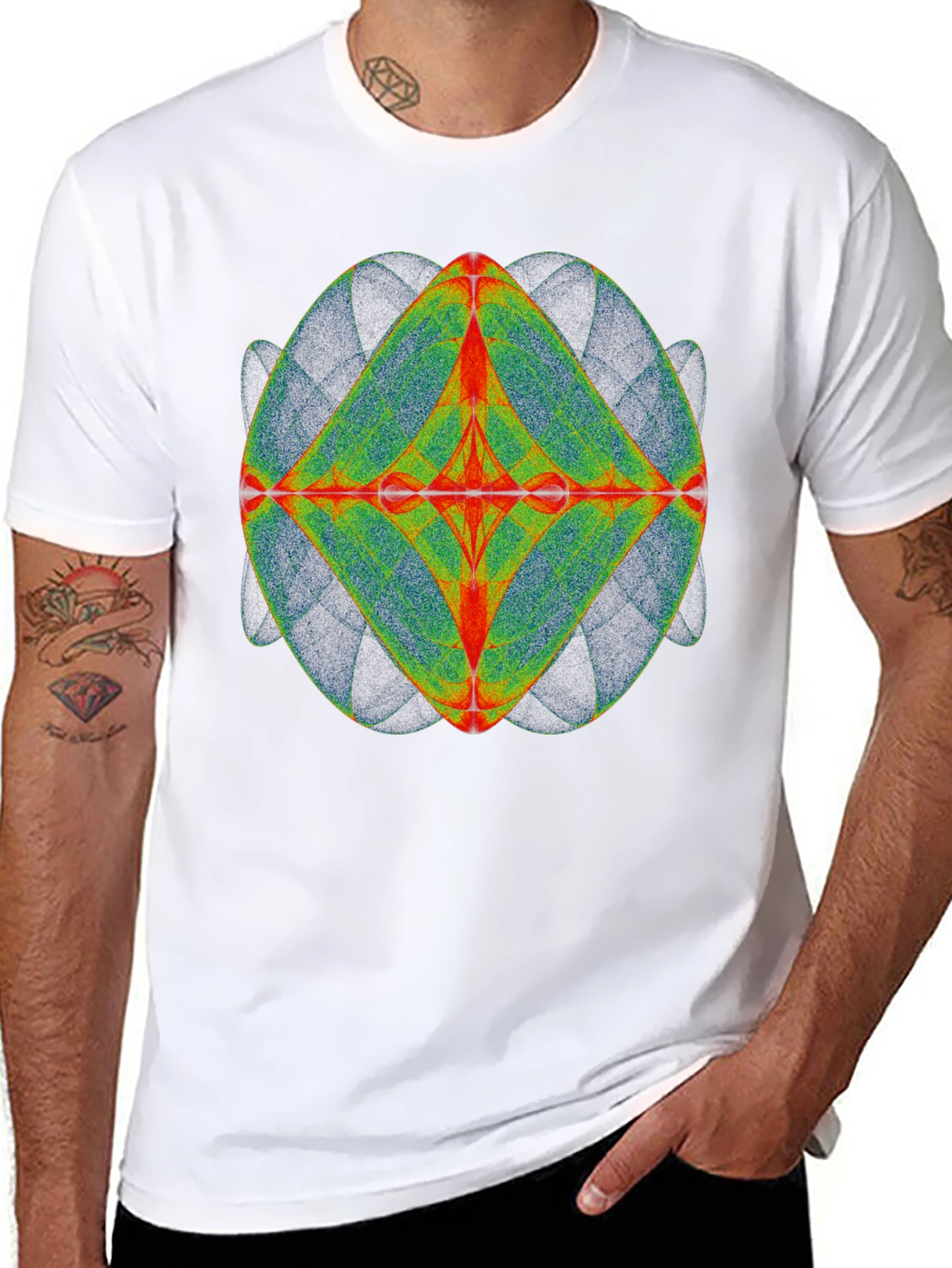Geometric Design Tee - Black Cotton Blend
