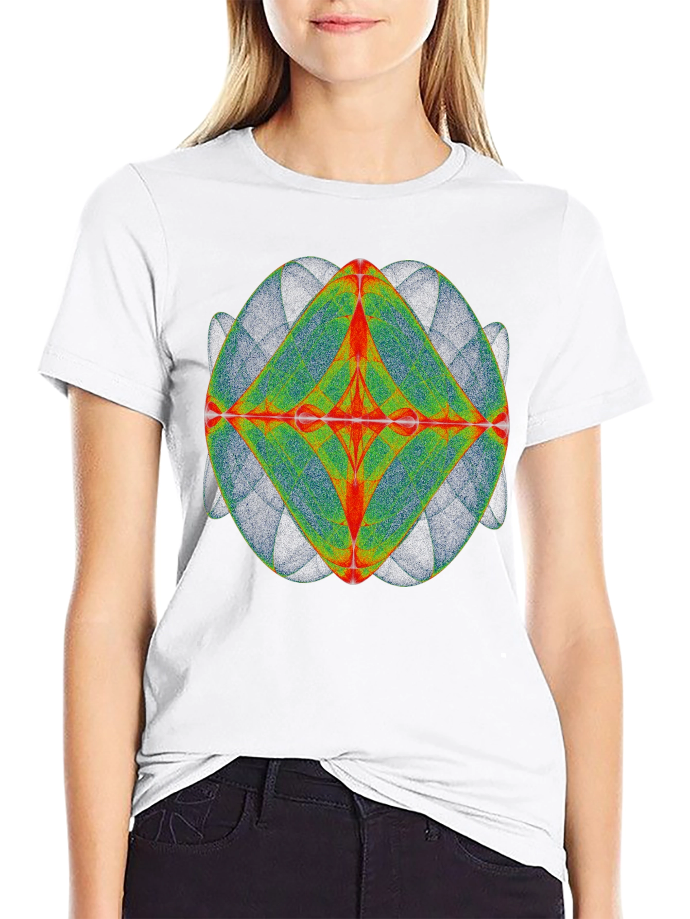 Geometric Design Tee - Black Cotton Blend