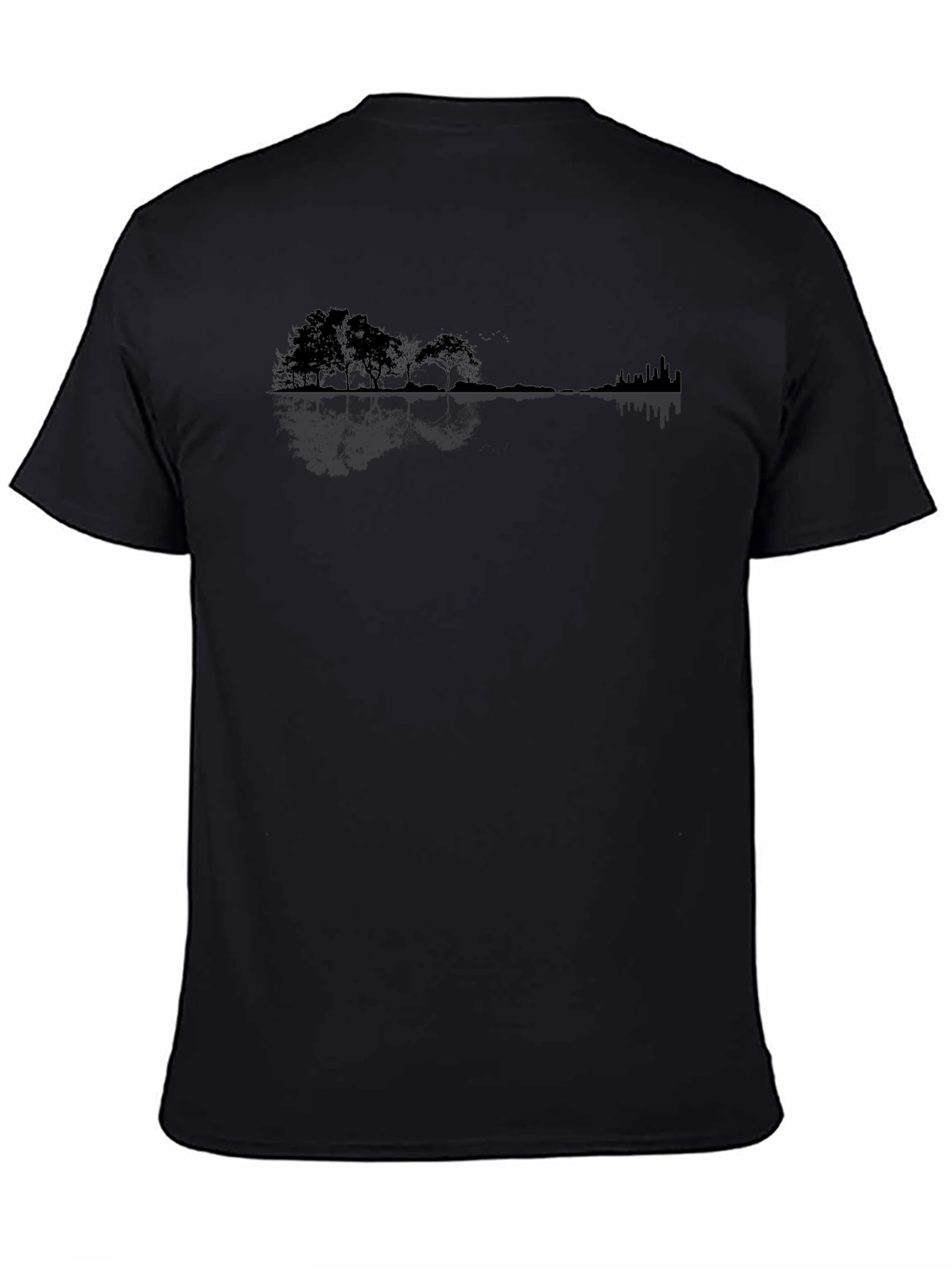 Nature Meets City Tee - Black Silhouette Design