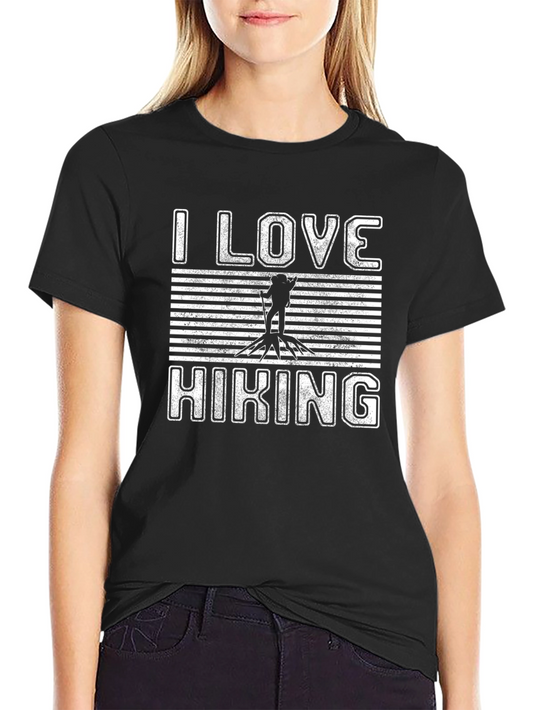 I Love Hiking Graphic Tee - Black Crew Neck Shirt