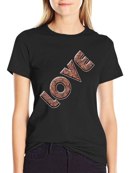 Geometric Love Graphic Tee - Stylish Black T-Shirt