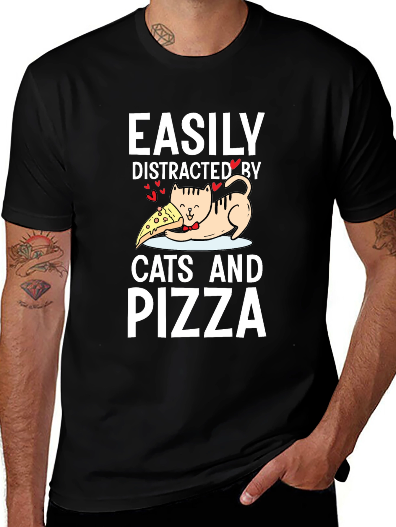 Easily Distracted By Cats And Pizza T-Shirt