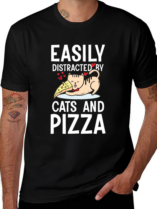 Easily Distracted By Cats And Pizza T-Shirt