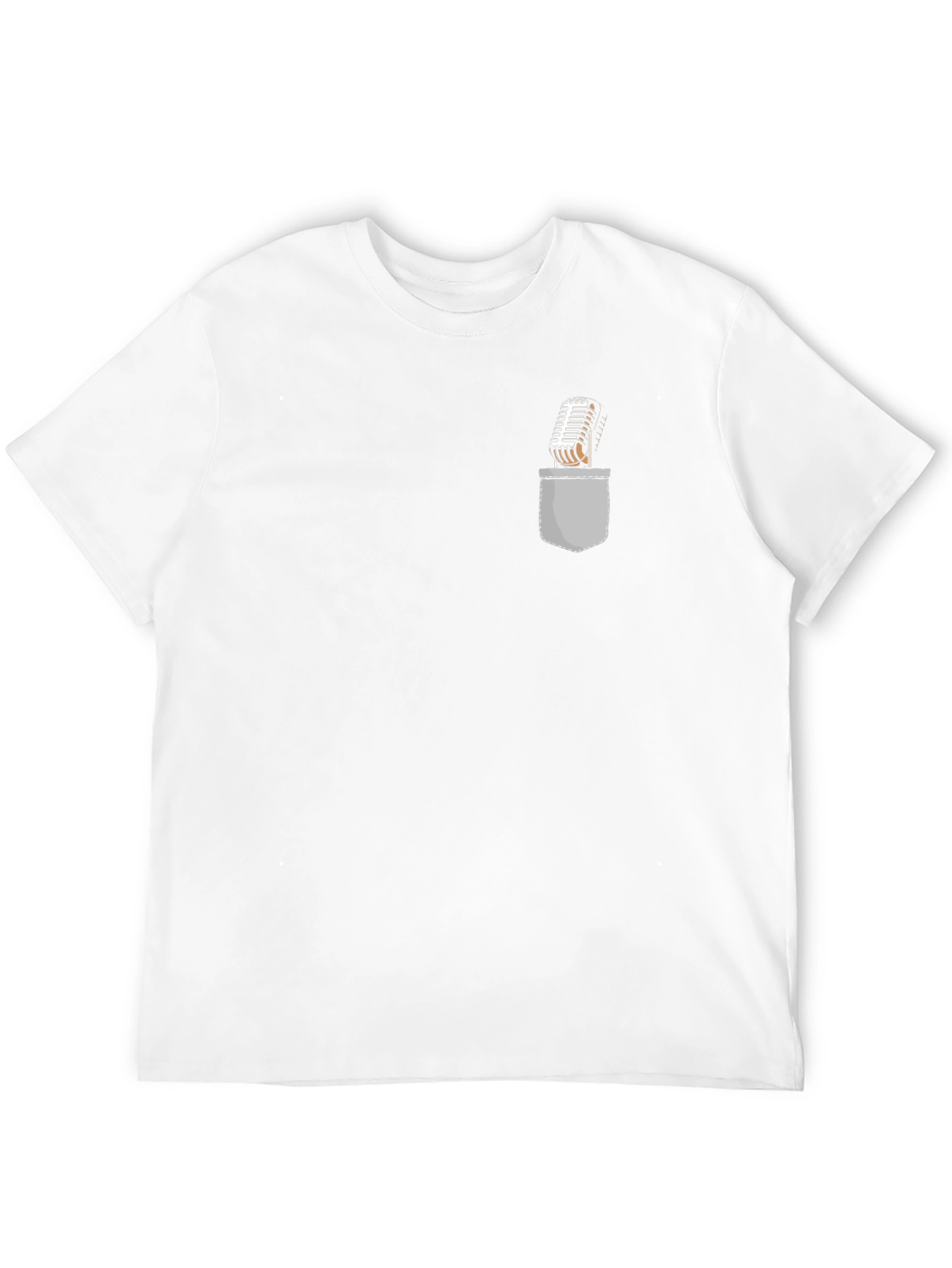 Retro Microphone Pocket Print Black T-Shirt