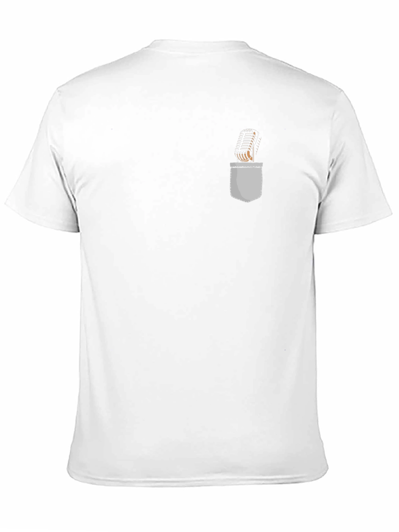 Retro Microphone Pocket Print Black T-Shirt