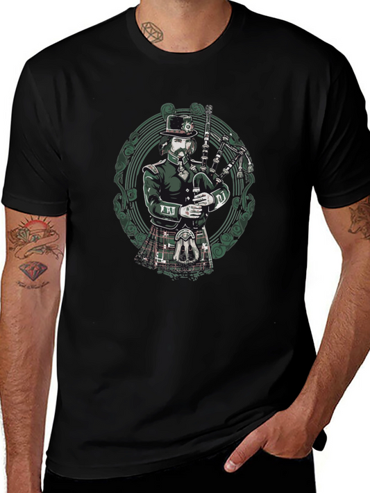 Bagpiper Graphic Tee - Unique Irish Design