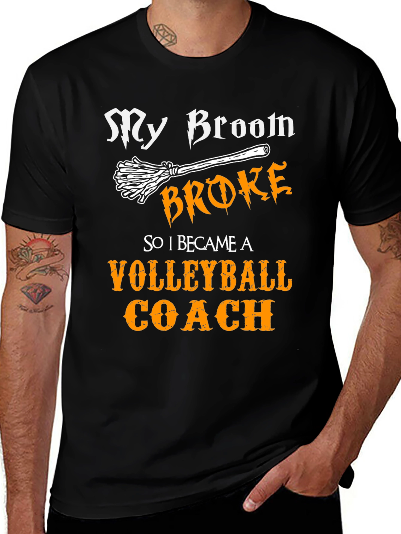 Funny Volleyball Coach T-Shirt - My Broom Broke