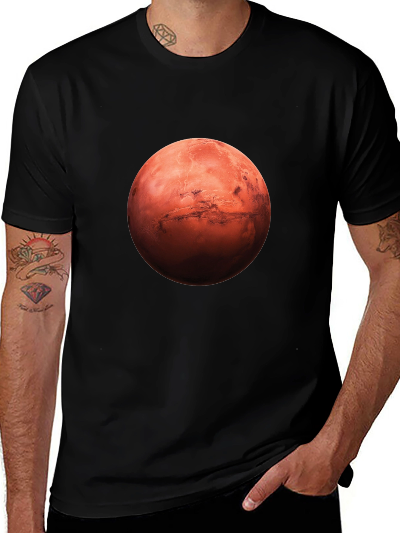 Mars Graphic Print Black T-Shirt
