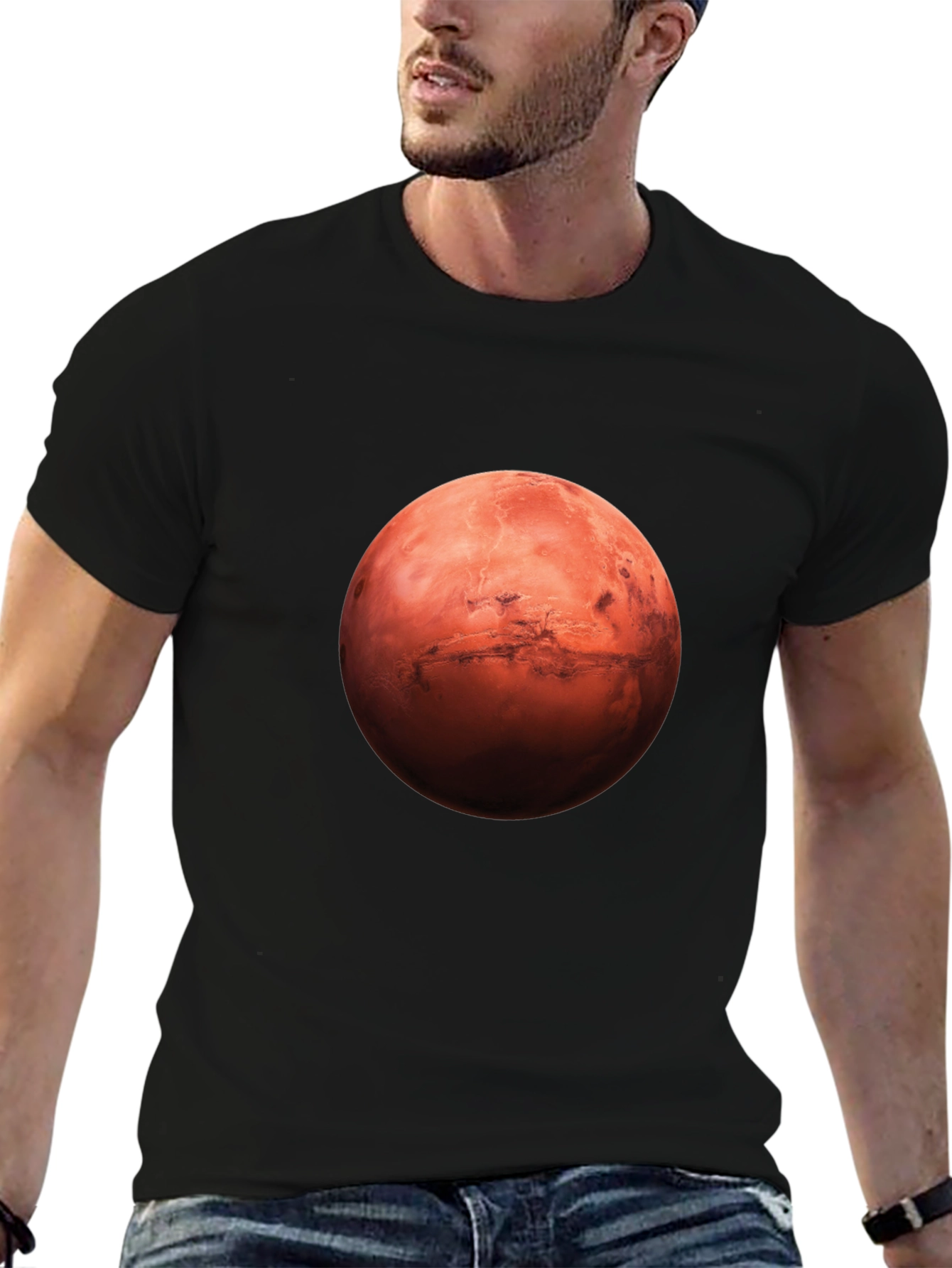 Mars Graphic Print Black T-Shirt