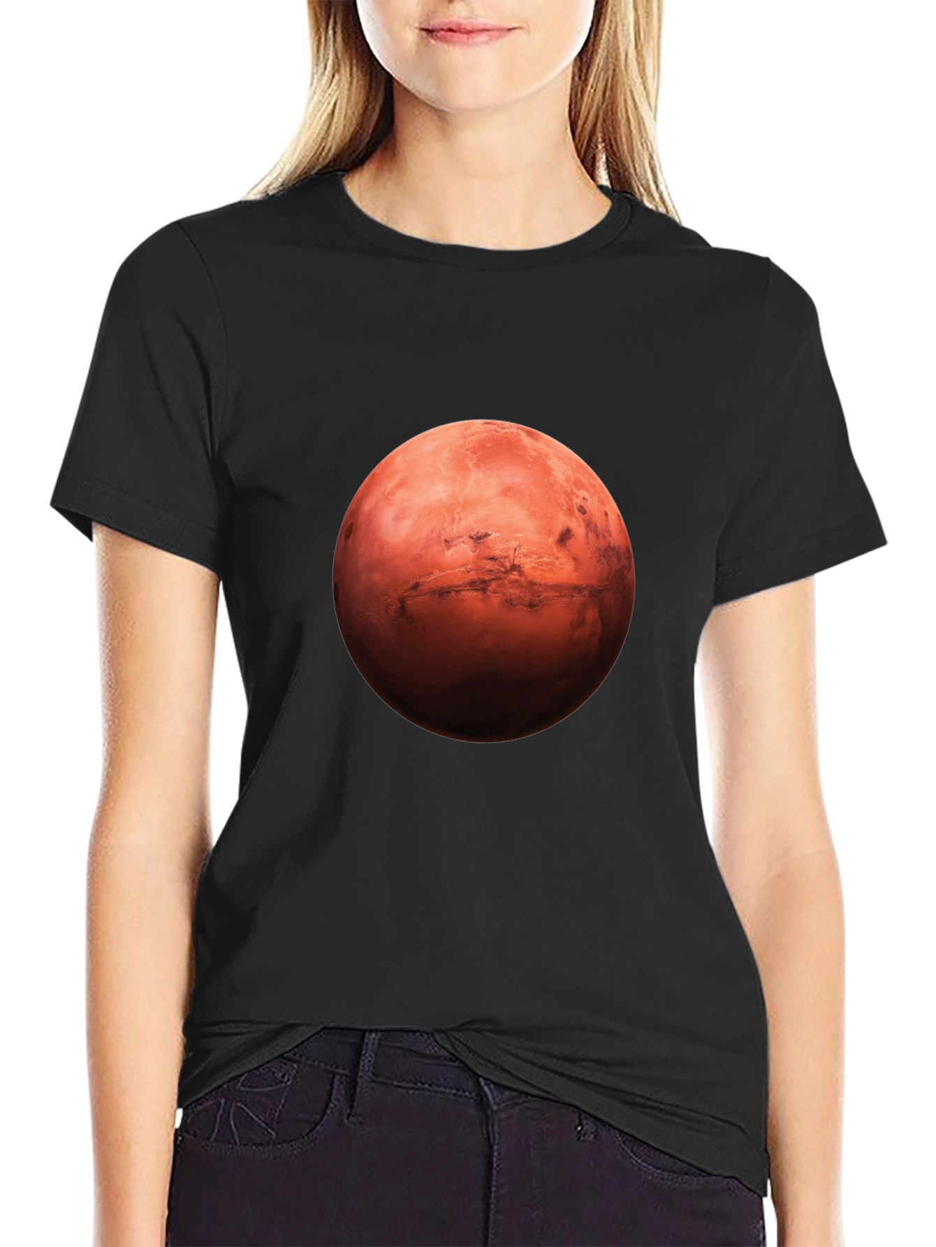 Mars Graphic Print Black T-Shirt