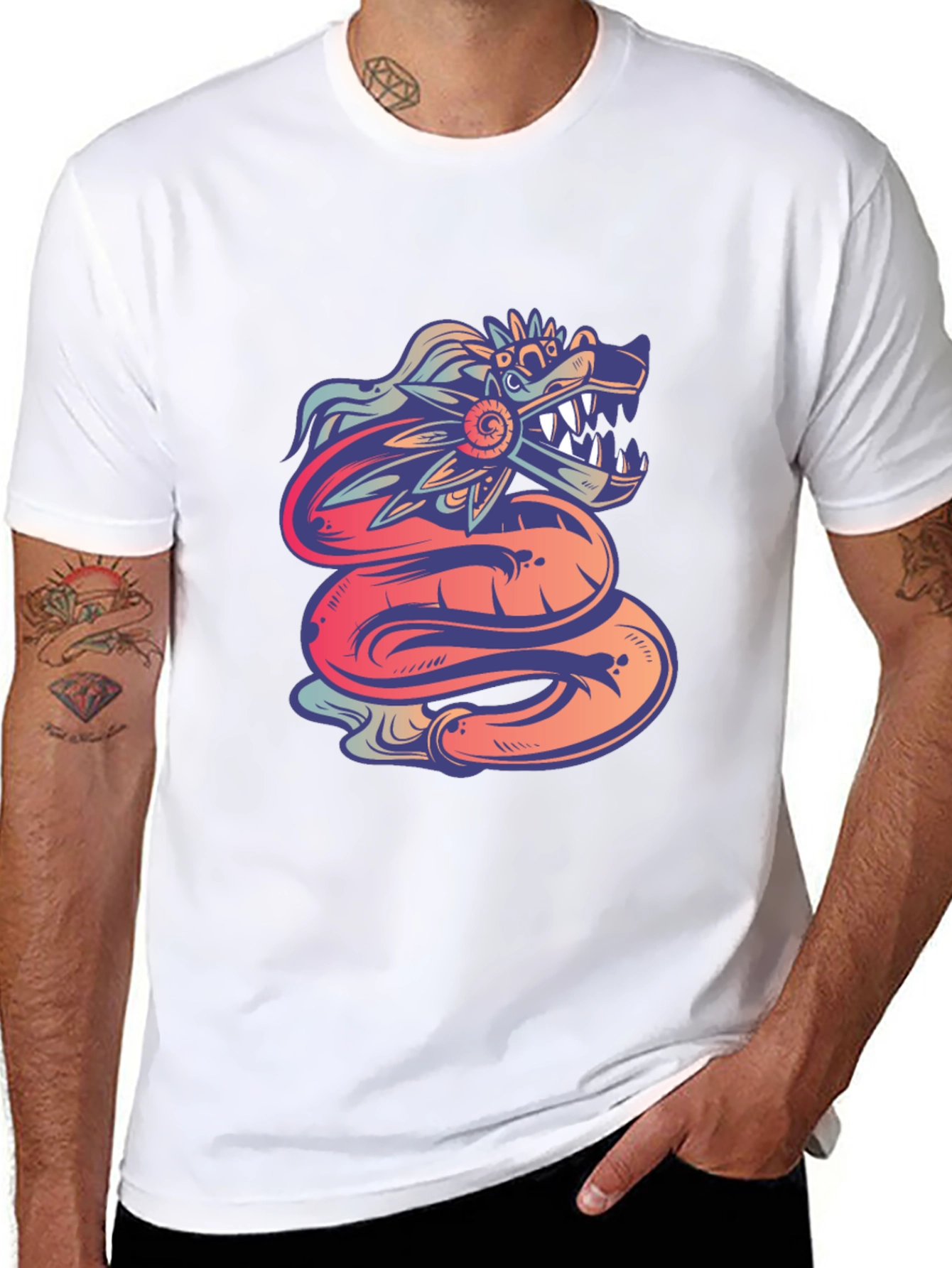 Quetzalcoatl Graphic Tee - Mythical Serpent Design