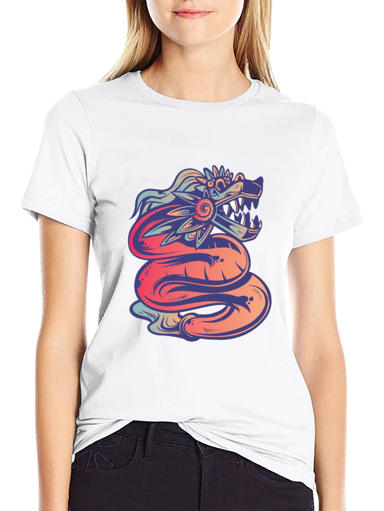 Quetzalcoatl Graphic Tee - Mythical Serpent Design