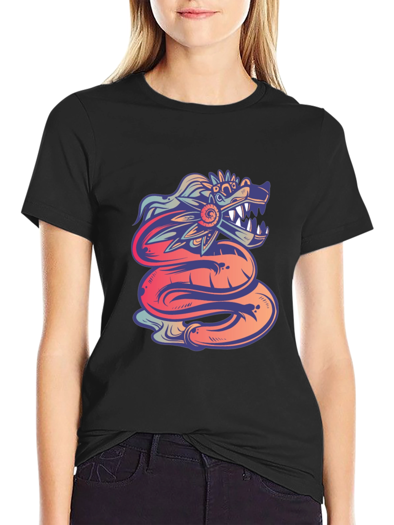 Quetzalcoatl Graphic Tee - Mythical Serpent Design