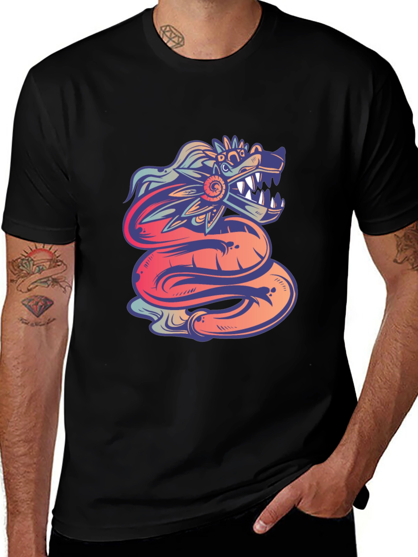 Quetzalcoatl Graphic Tee - Mythical Serpent Design