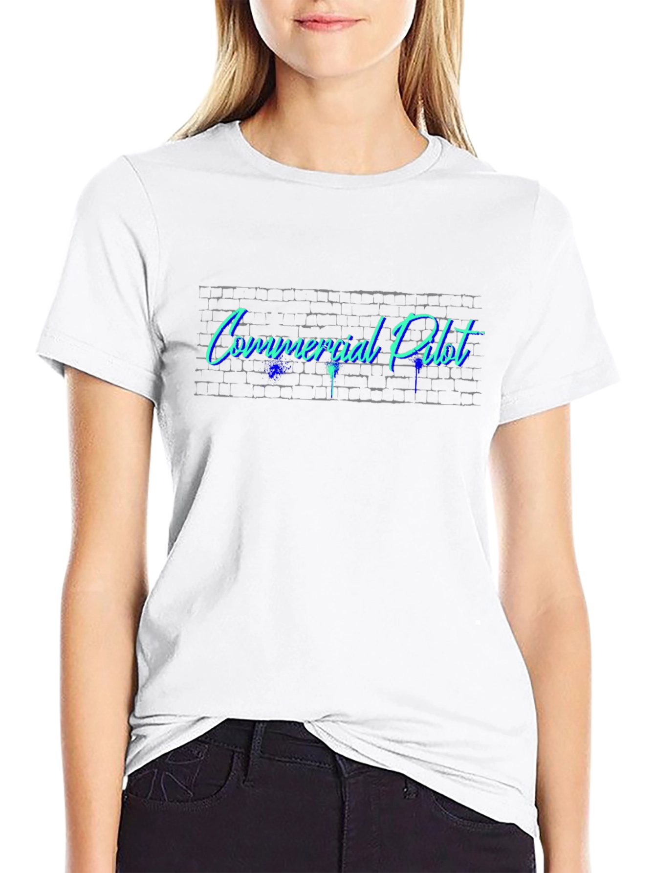 Commercial Pilot T-Shirt - Cool Brick Wall Design