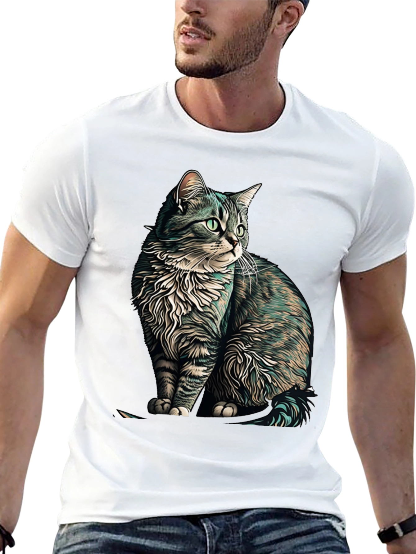 Cat Graphic Black T-Shirt