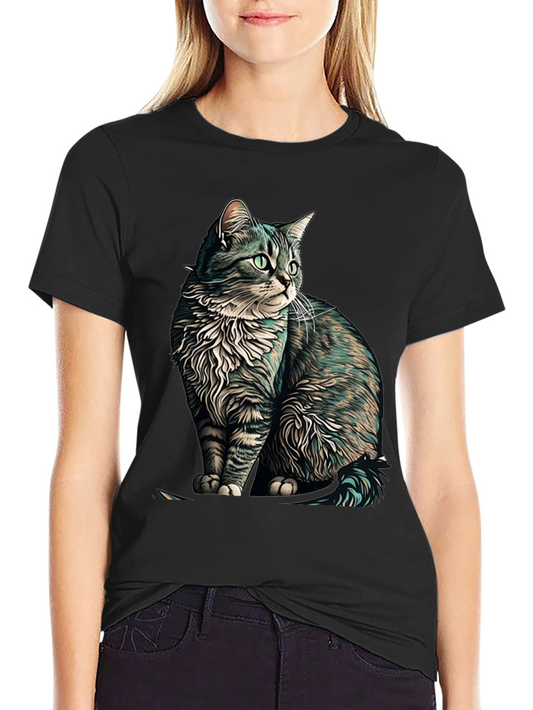 Cat Graphic Black T-Shirt
