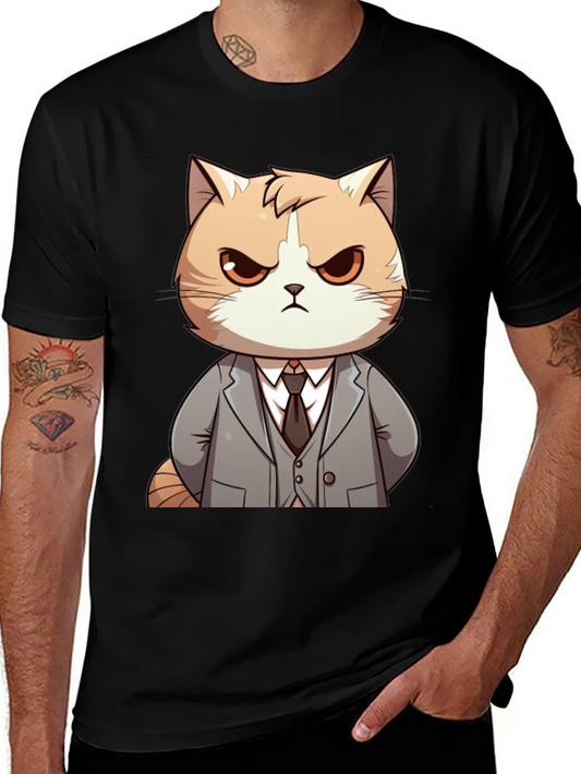 Cat Boss T-Shirt: Funny Cartoon Kitten in Suit