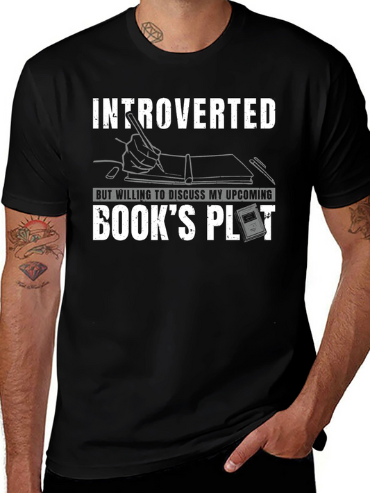 Introverted Book Plot T-Shirt:  Novelty Tee for Writers & Readers