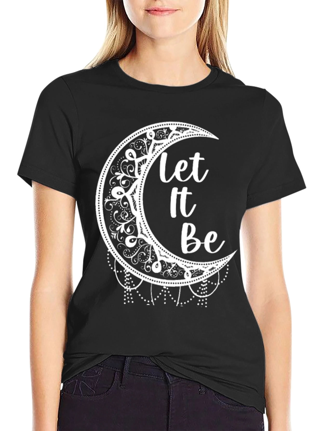 Let It Be Moon Graphic Tee - Black