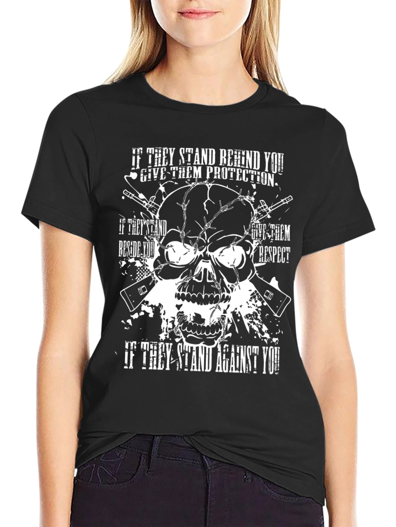 Skull & Guns Graphic Print T-Shirt