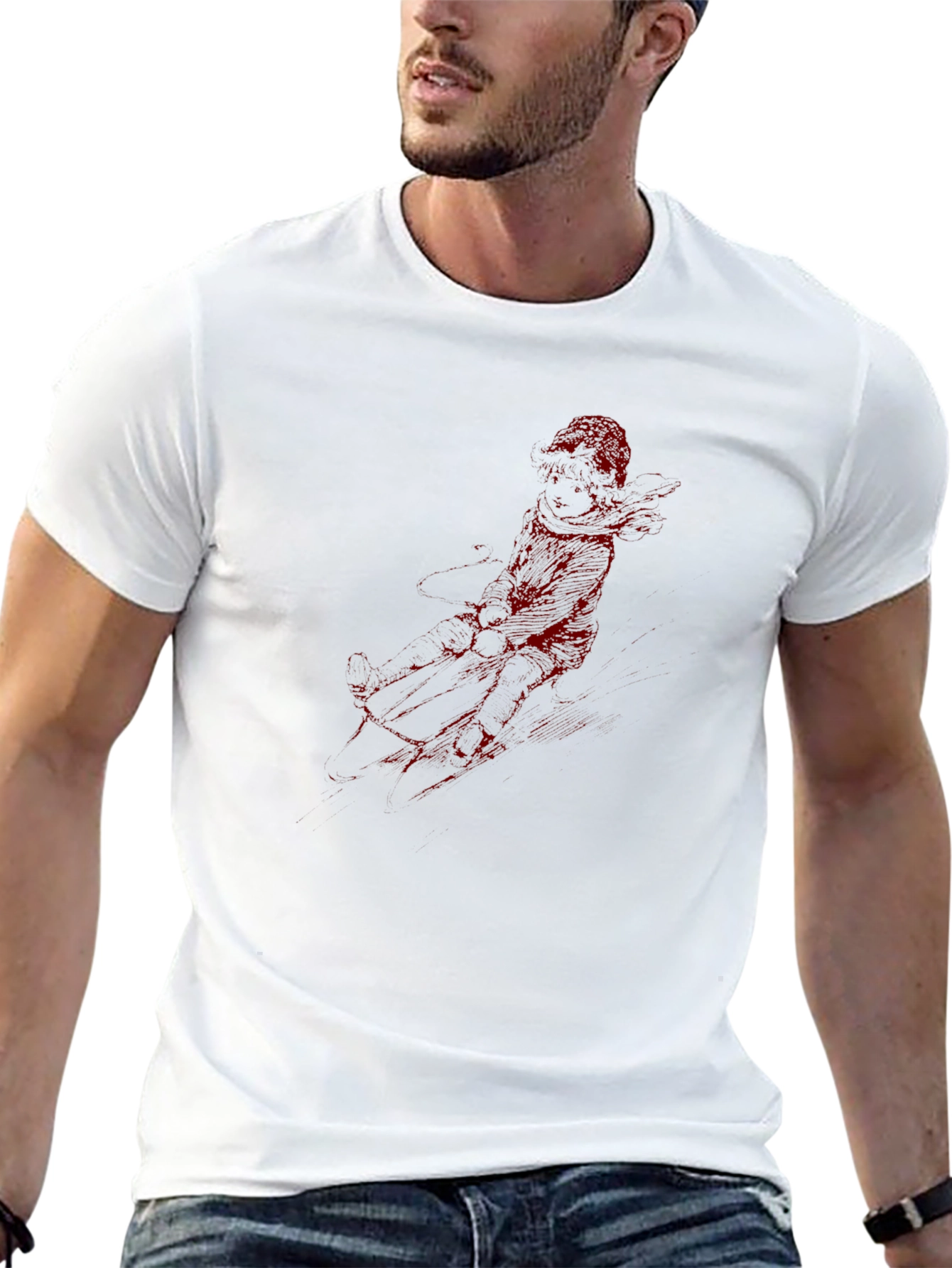 Red Graphic Print Black T-Shirt