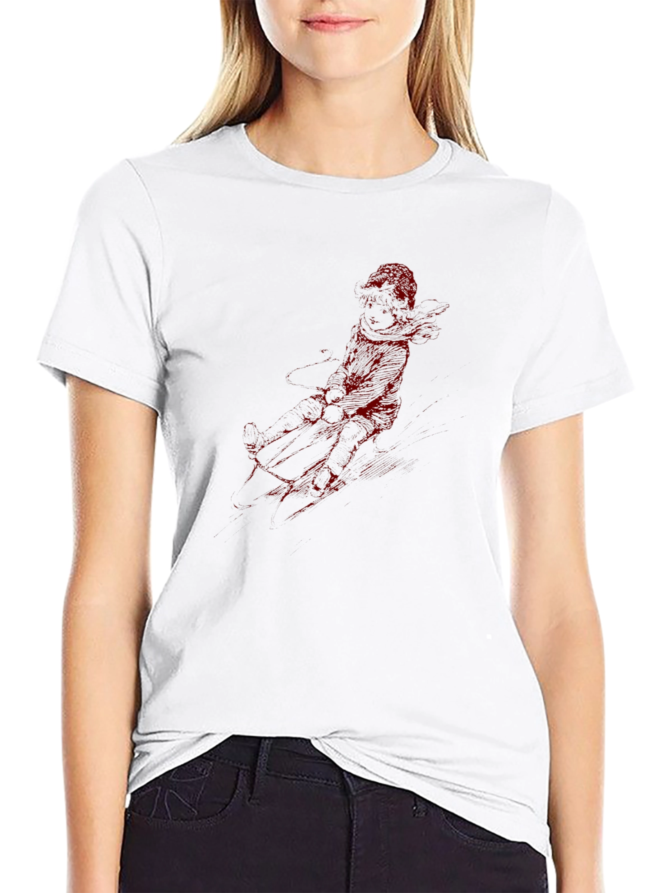 Red Graphic Print Black T-Shirt