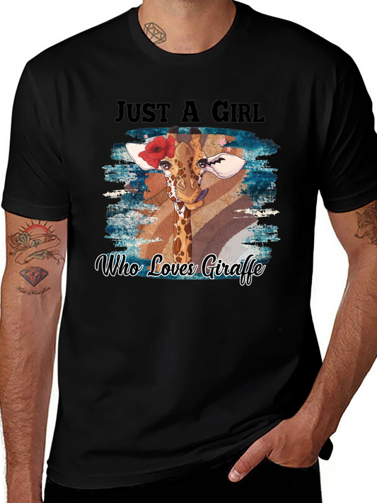Giraffe Lover Graphic Tee - Just a Girl Who Loves Giraffes