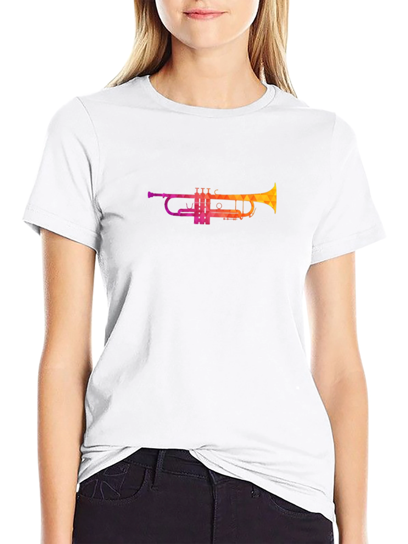 Geometric Trumpet Graphic Tee - Cool Music Shirt