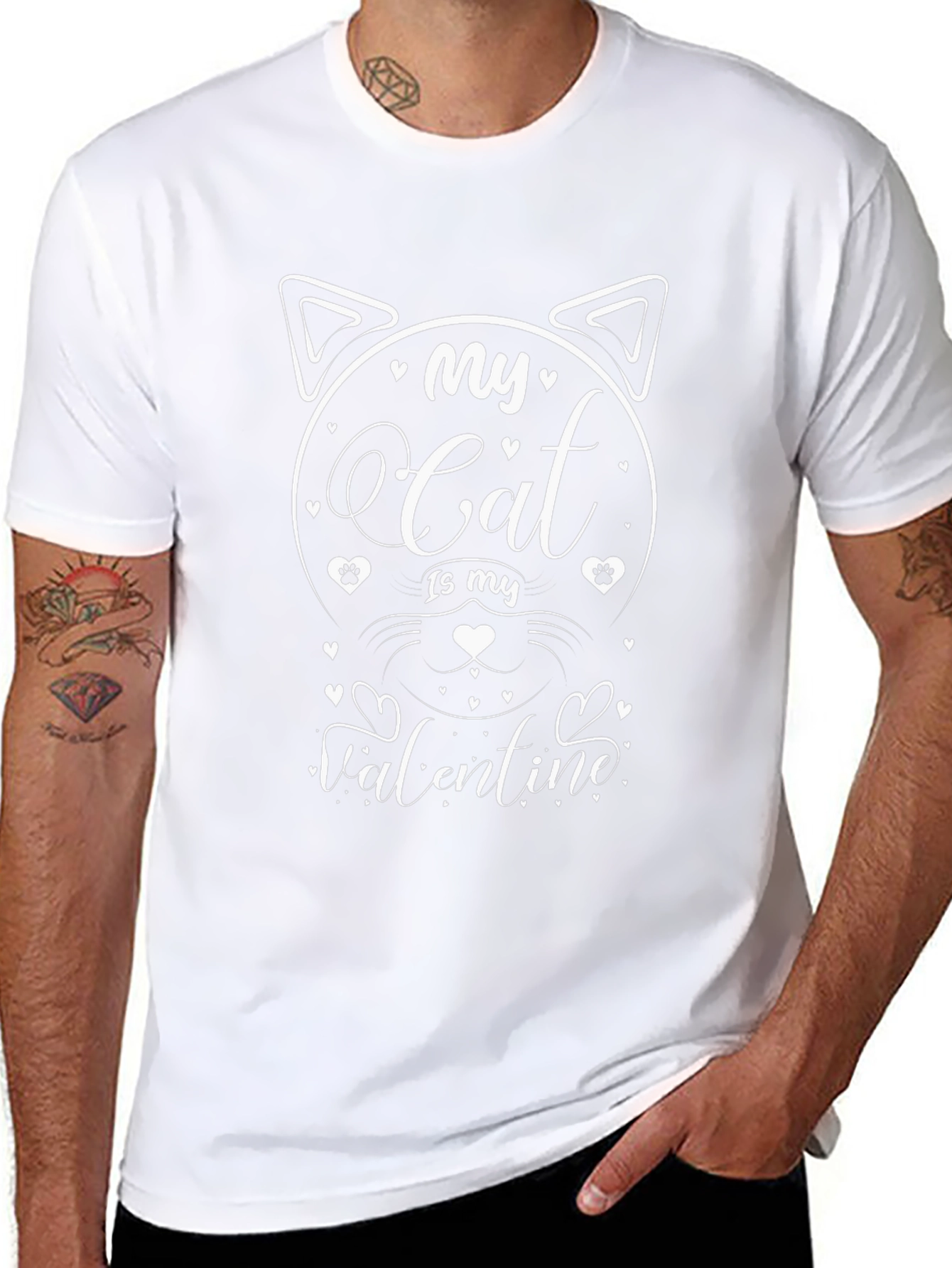 My Cat Is My Valentine Black T-Shirt