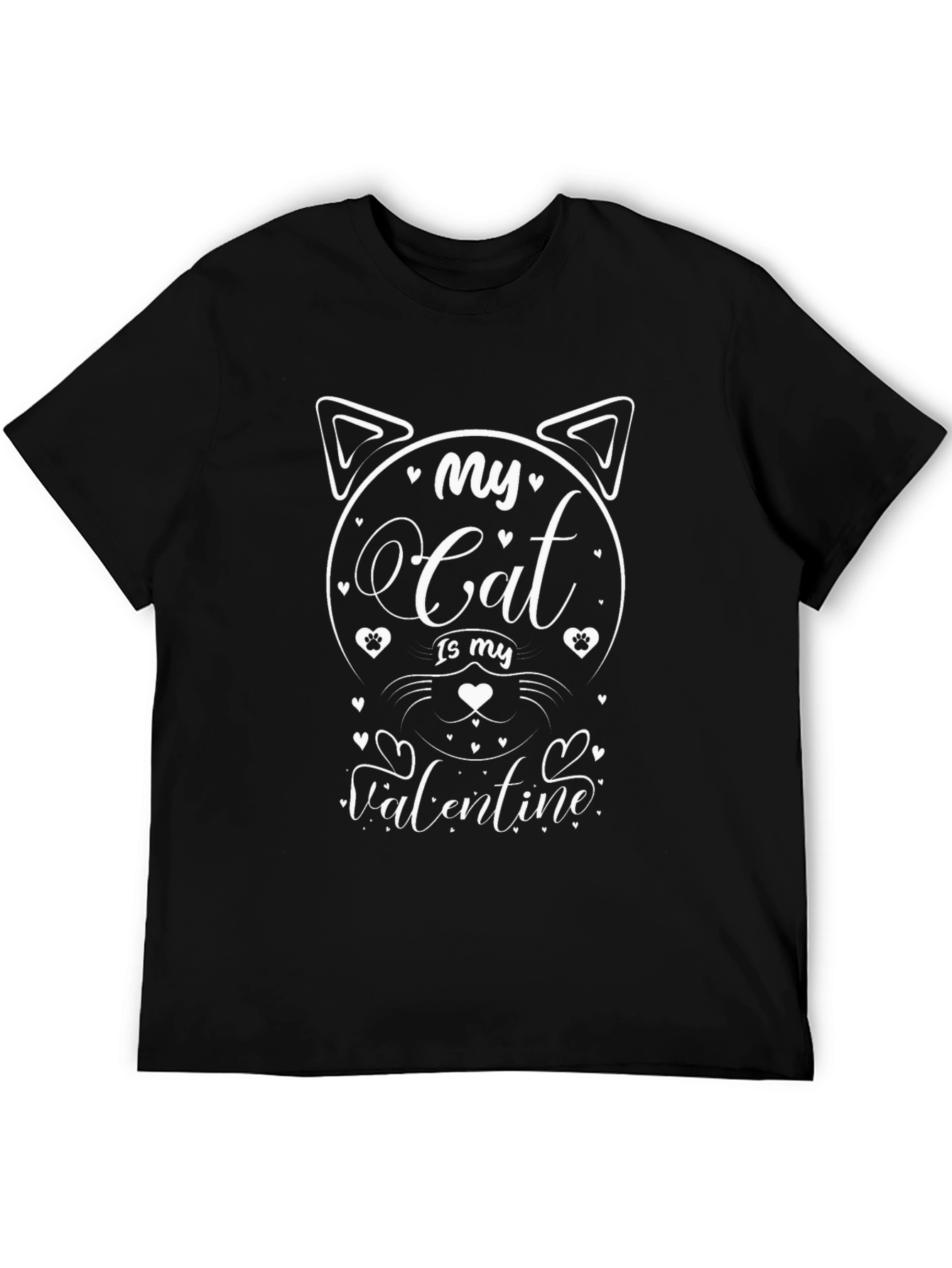 My Cat Is My Valentine Black T-Shirt