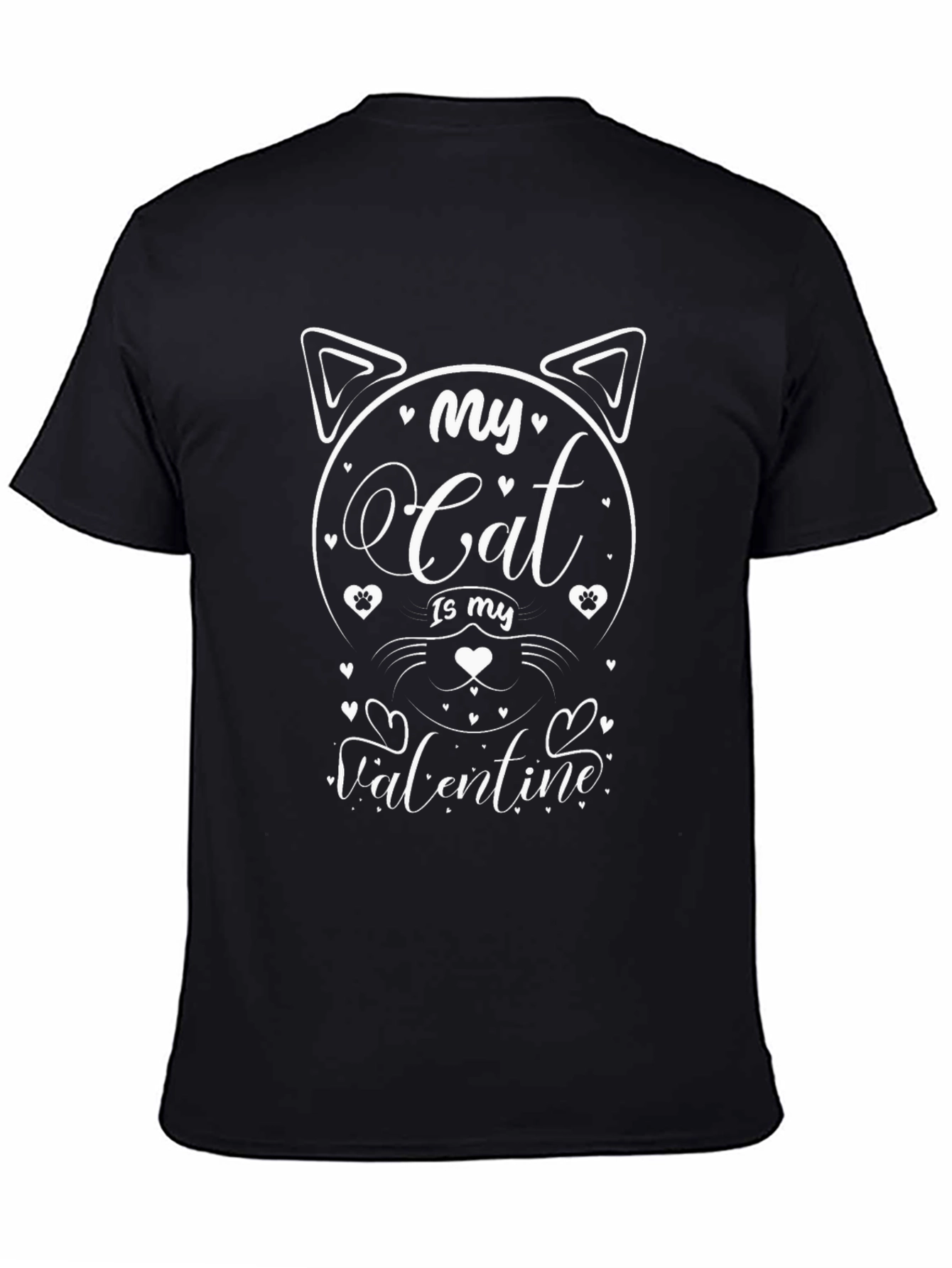 My Cat Is My Valentine Black T-Shirt