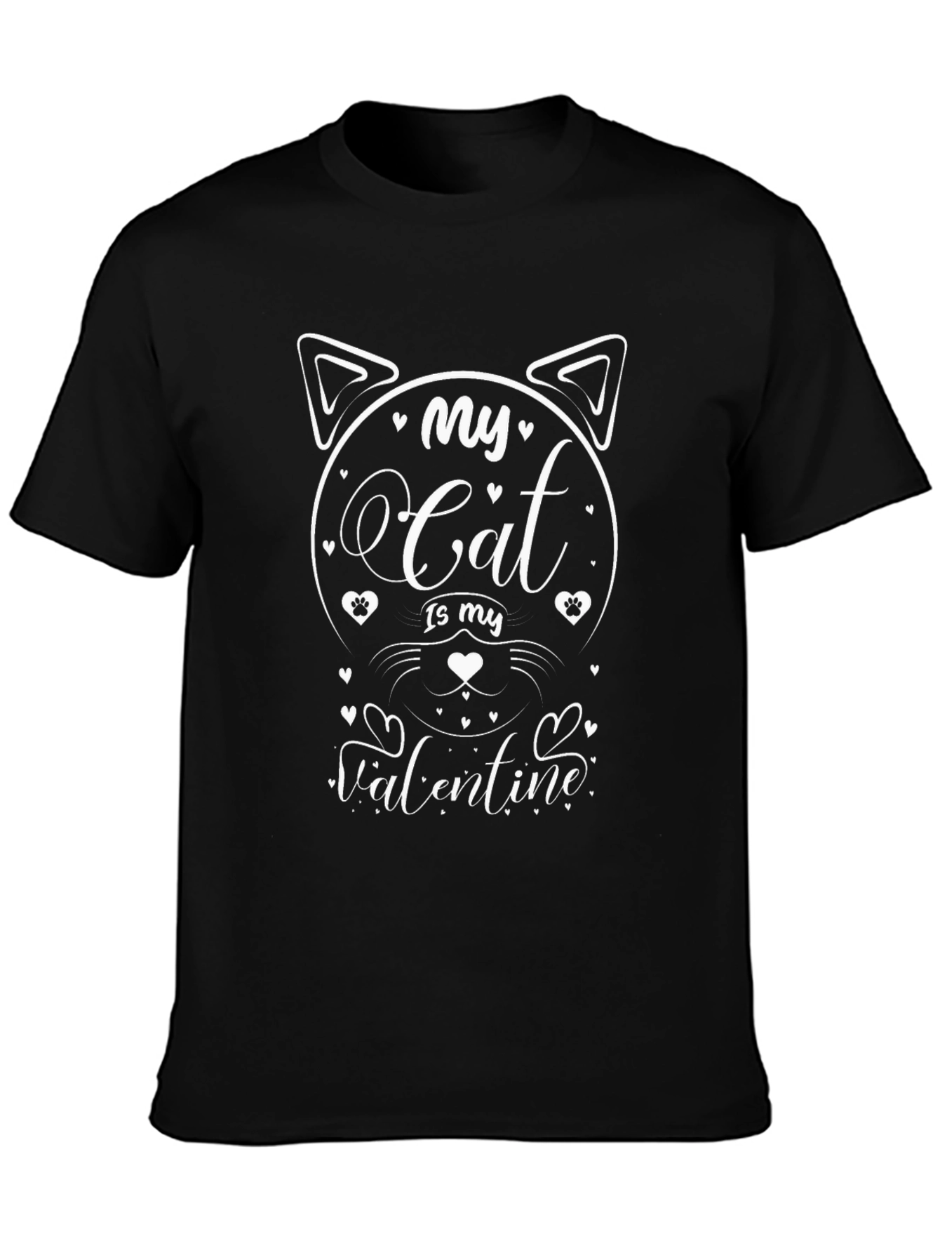 My Cat Is My Valentine Black T-Shirt