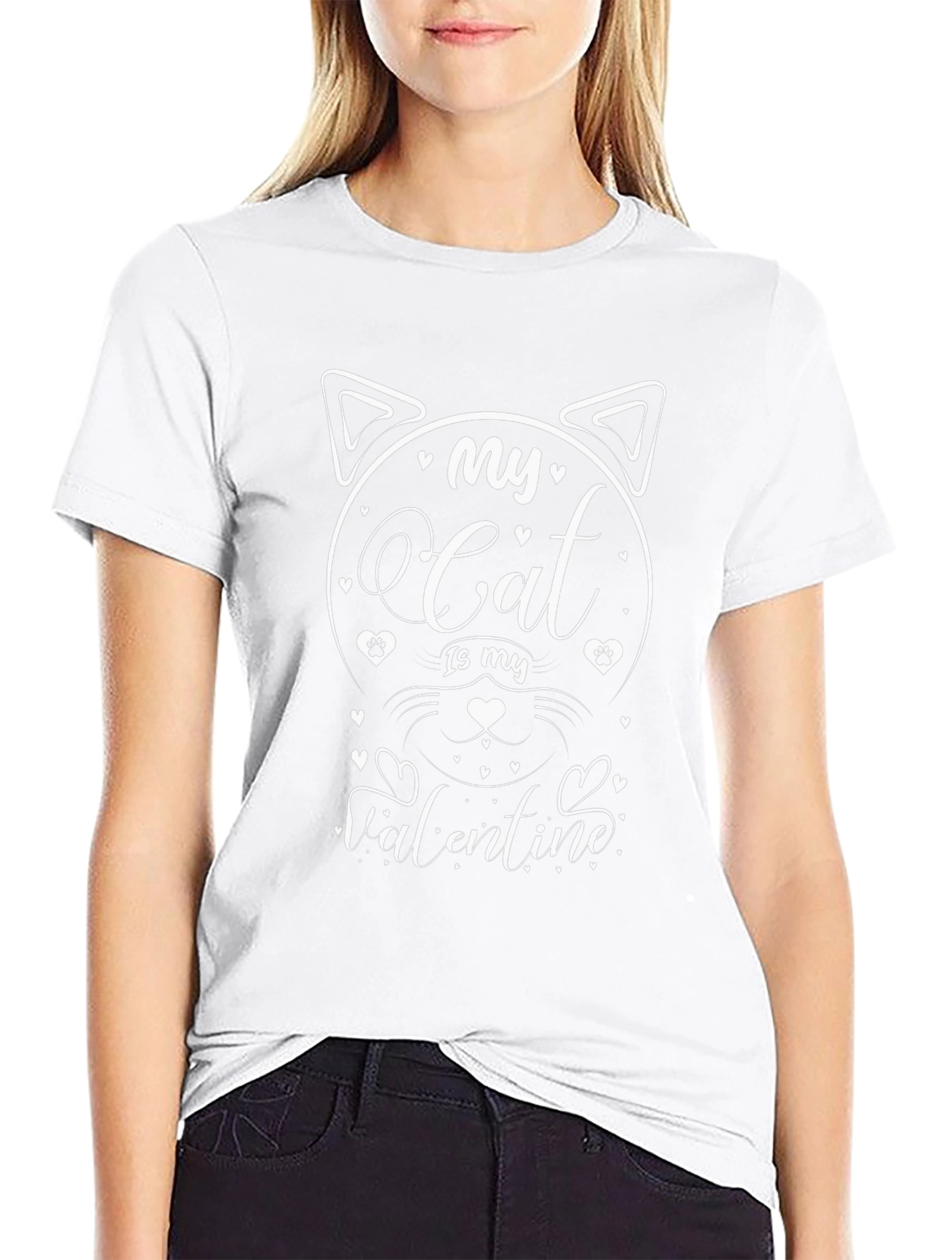 My Cat Is My Valentine Black T-Shirt