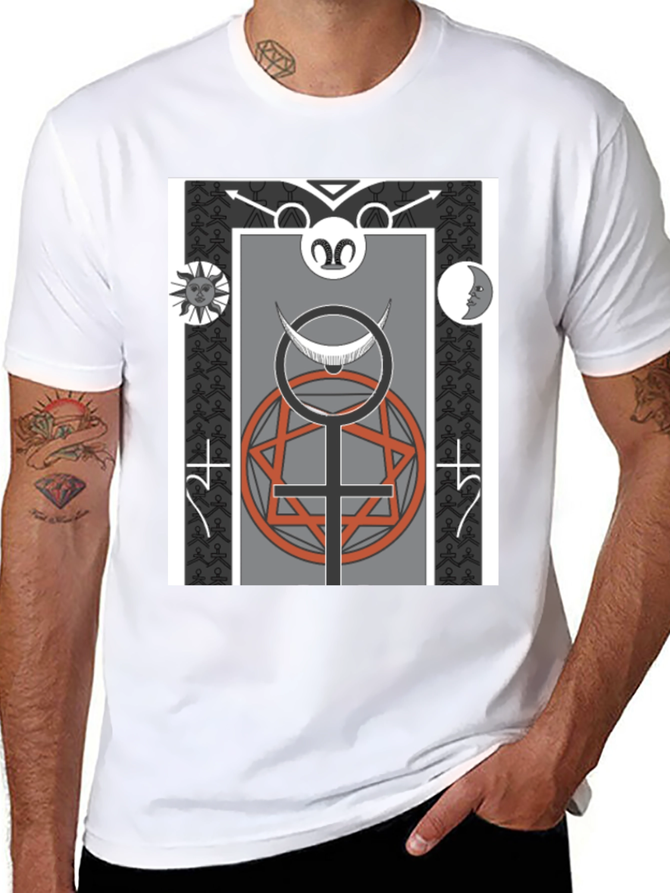 Occult Symbol Graphic Print Tee - Black