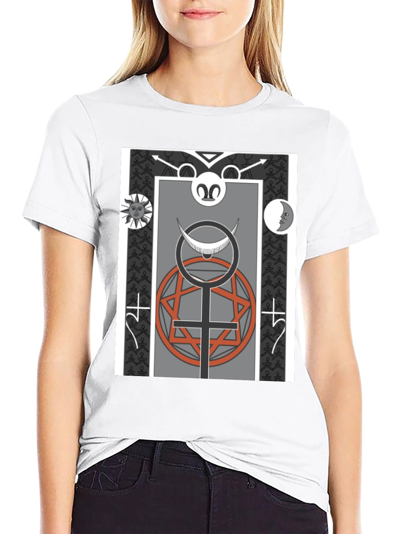 Occult Symbol Graphic Print Tee - Black