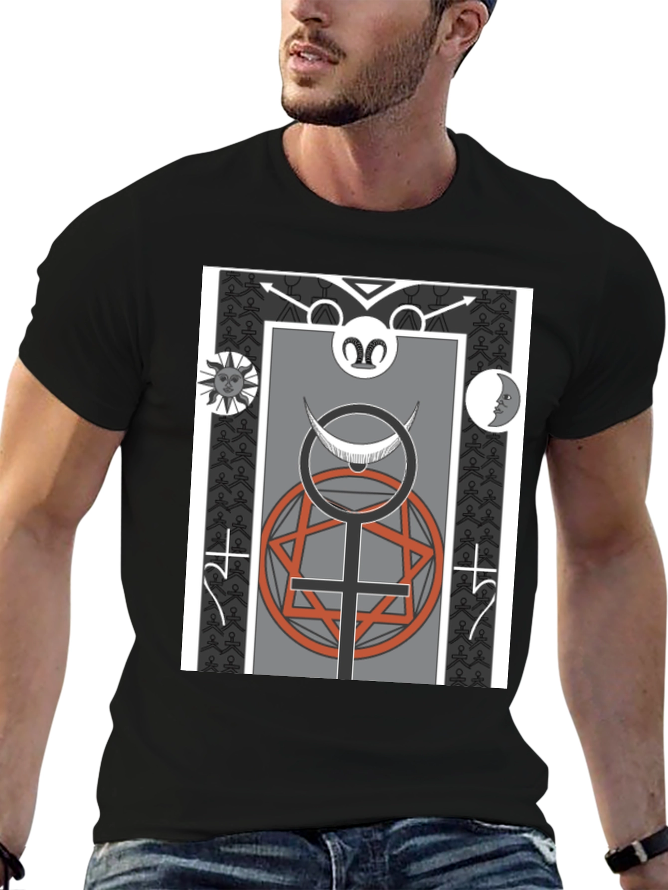 Occult Symbol Graphic Print Tee - Black