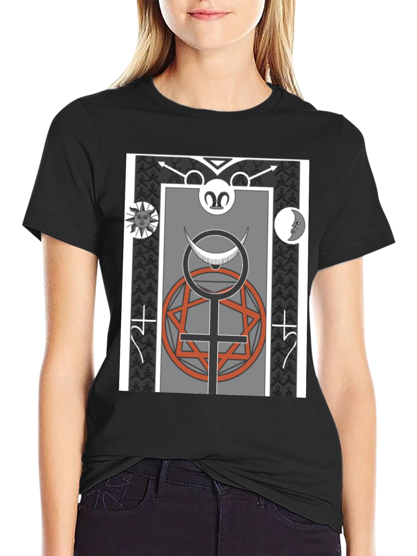 Occult Symbol Graphic Print Tee - Black
