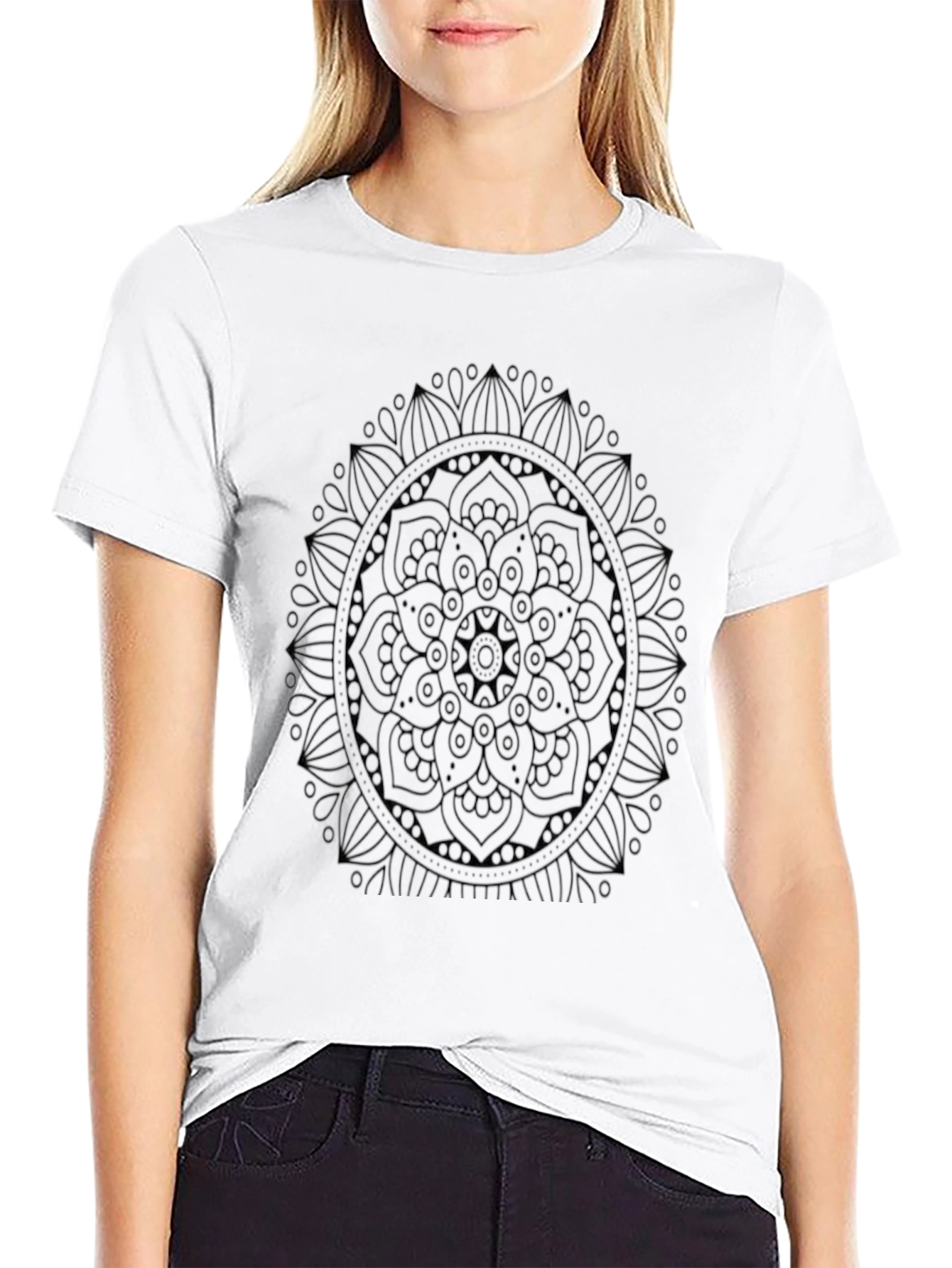 Black Mandala Design Mens T-Shirt