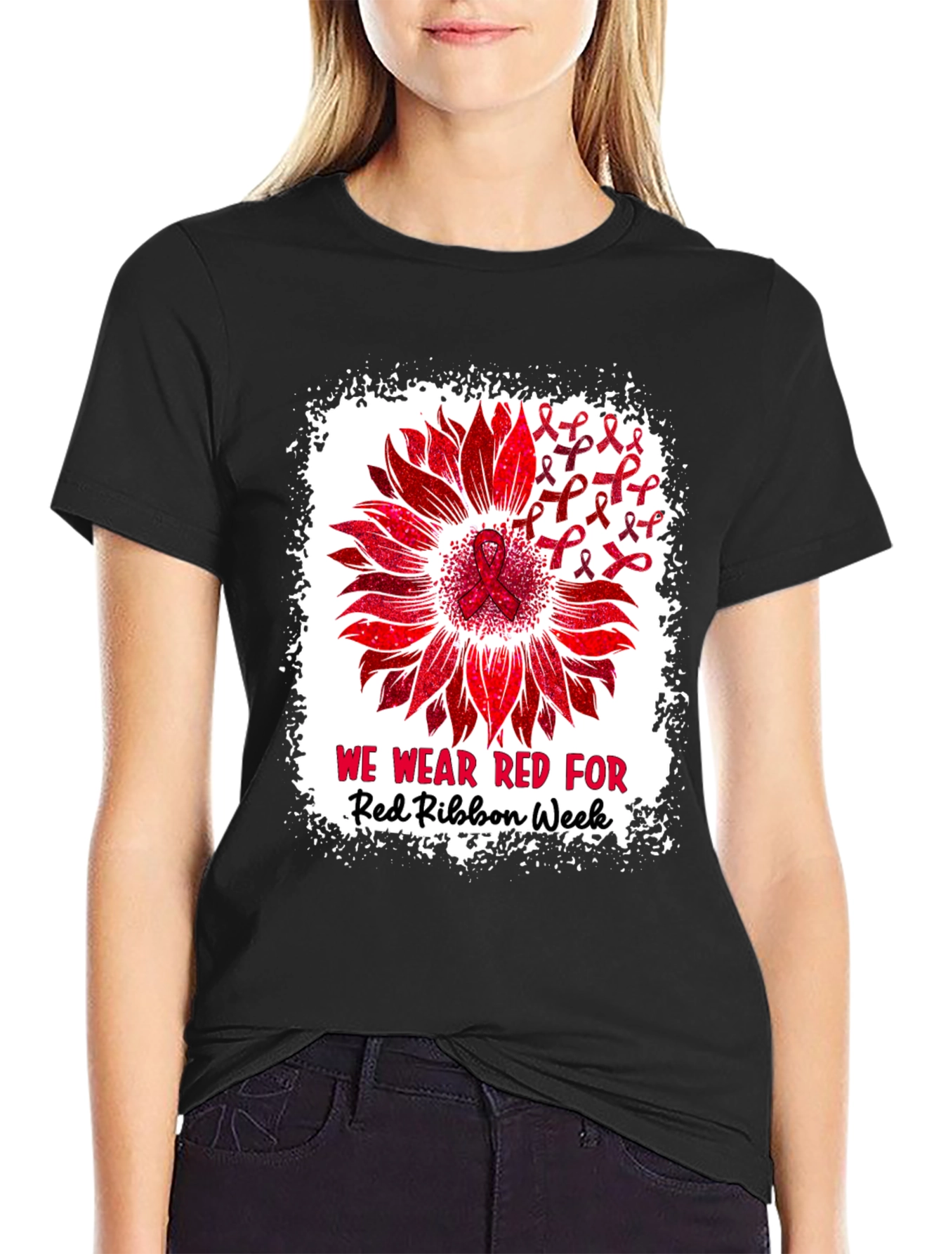 Red Ribbon Week Sunflower T-Shirt