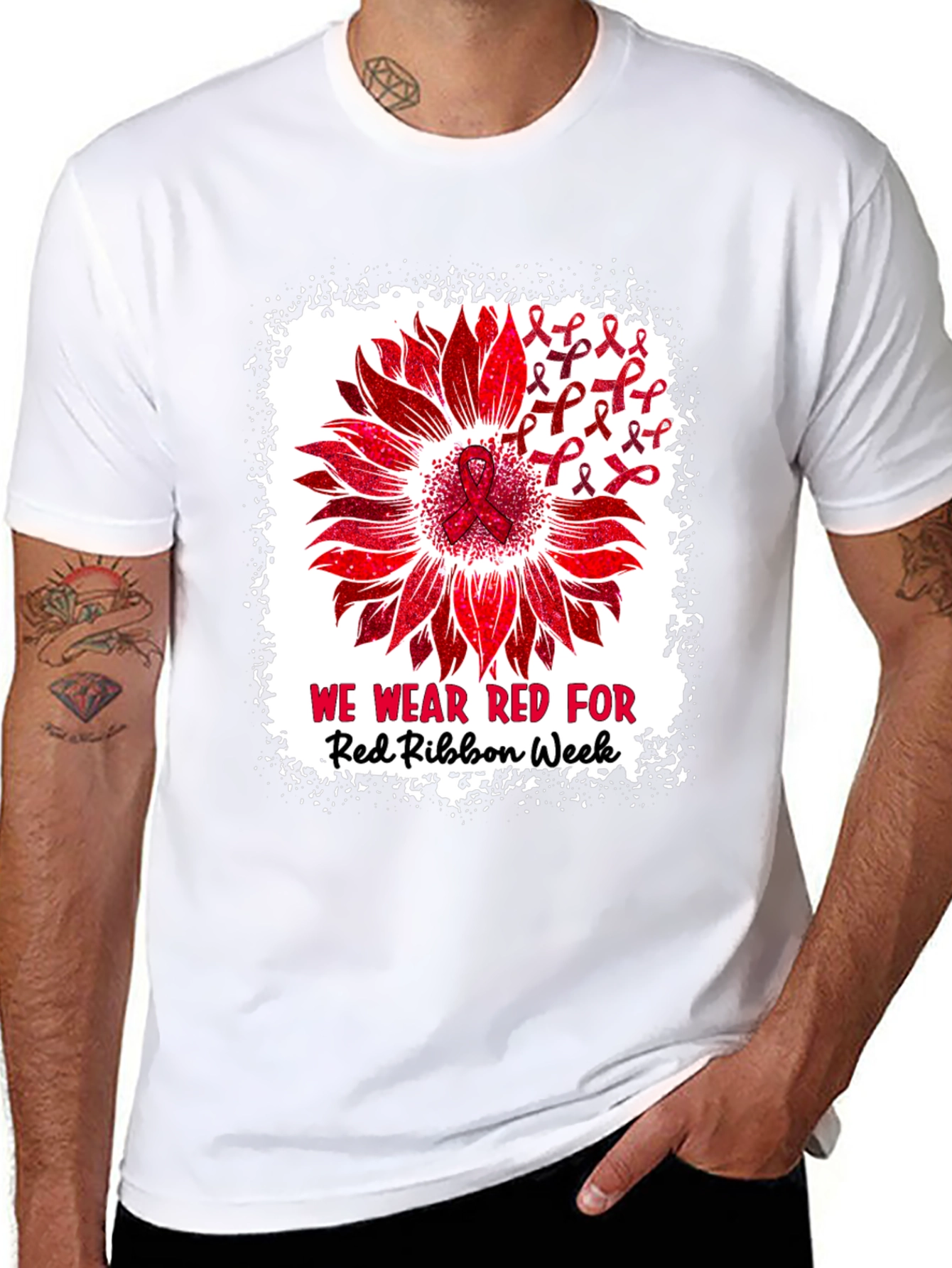Red Ribbon Week Sunflower T-Shirt