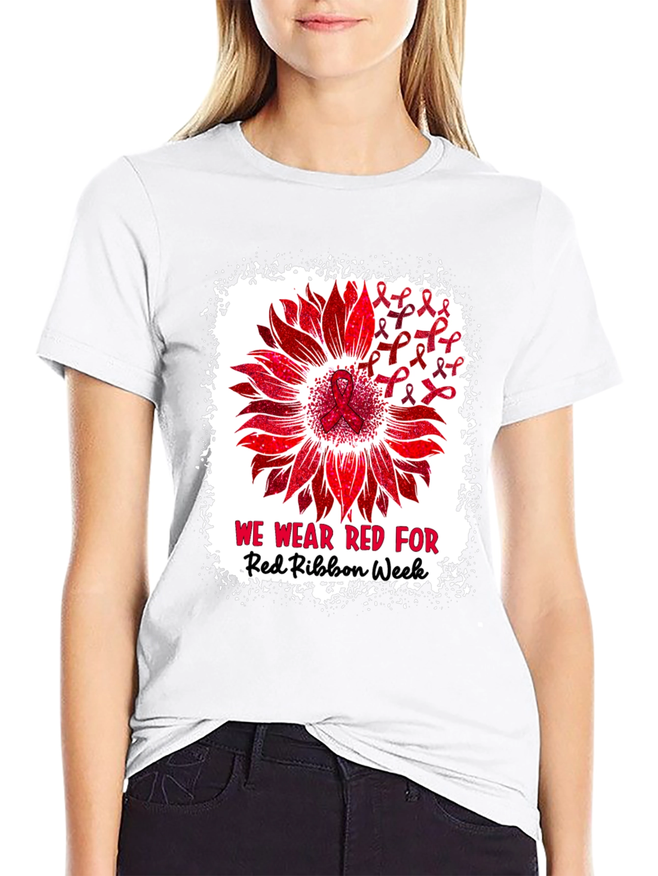 Red Ribbon Week Sunflower T-Shirt