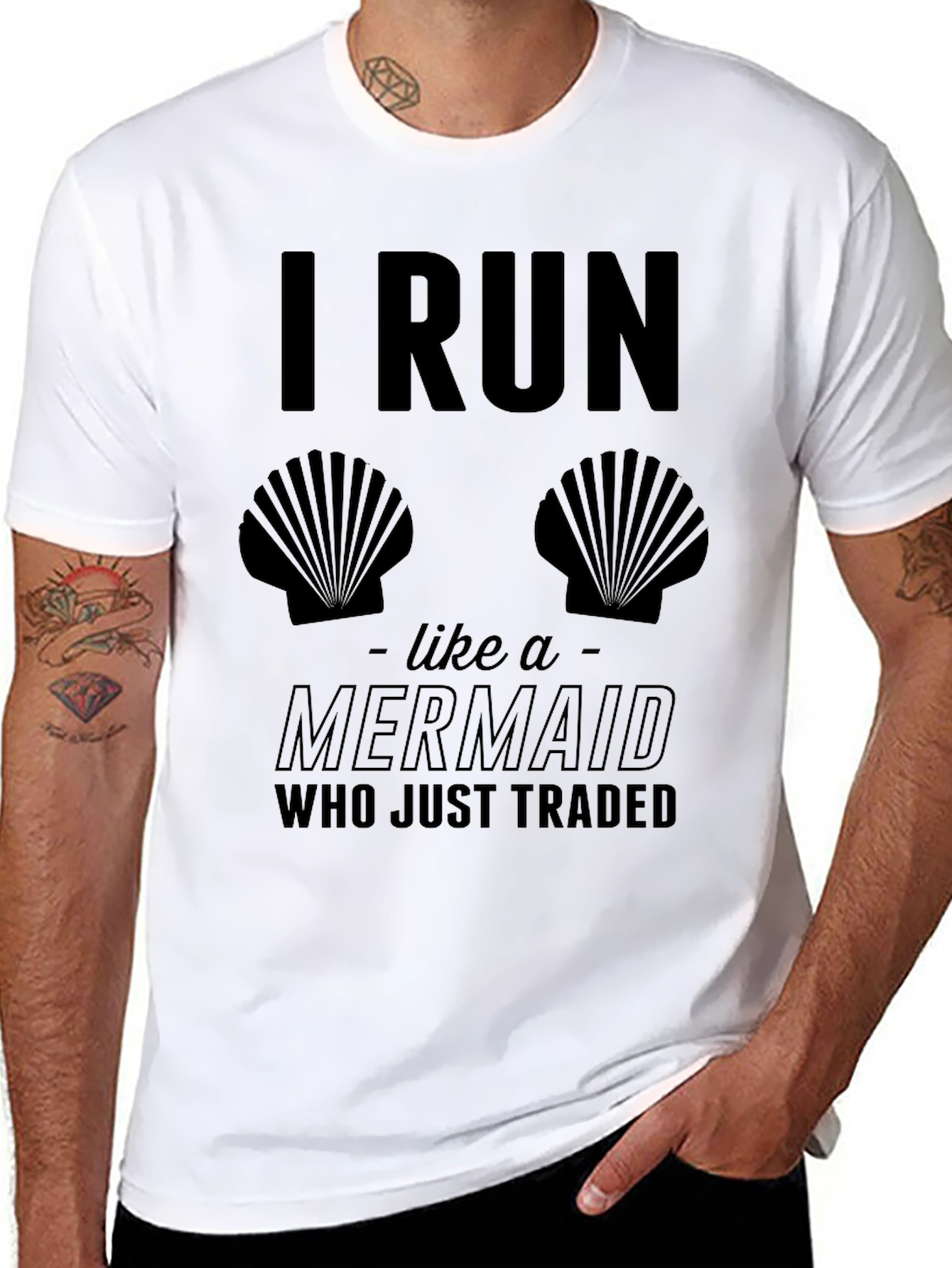 I Run Like A Mermaid Black T-Shirt