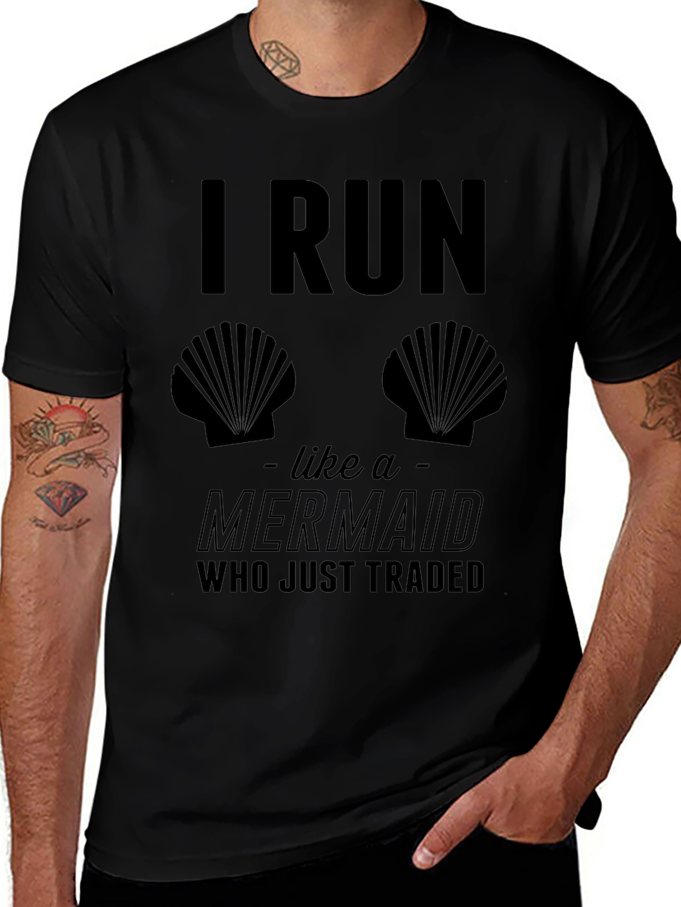 I Run Like A Mermaid Black T-Shirt