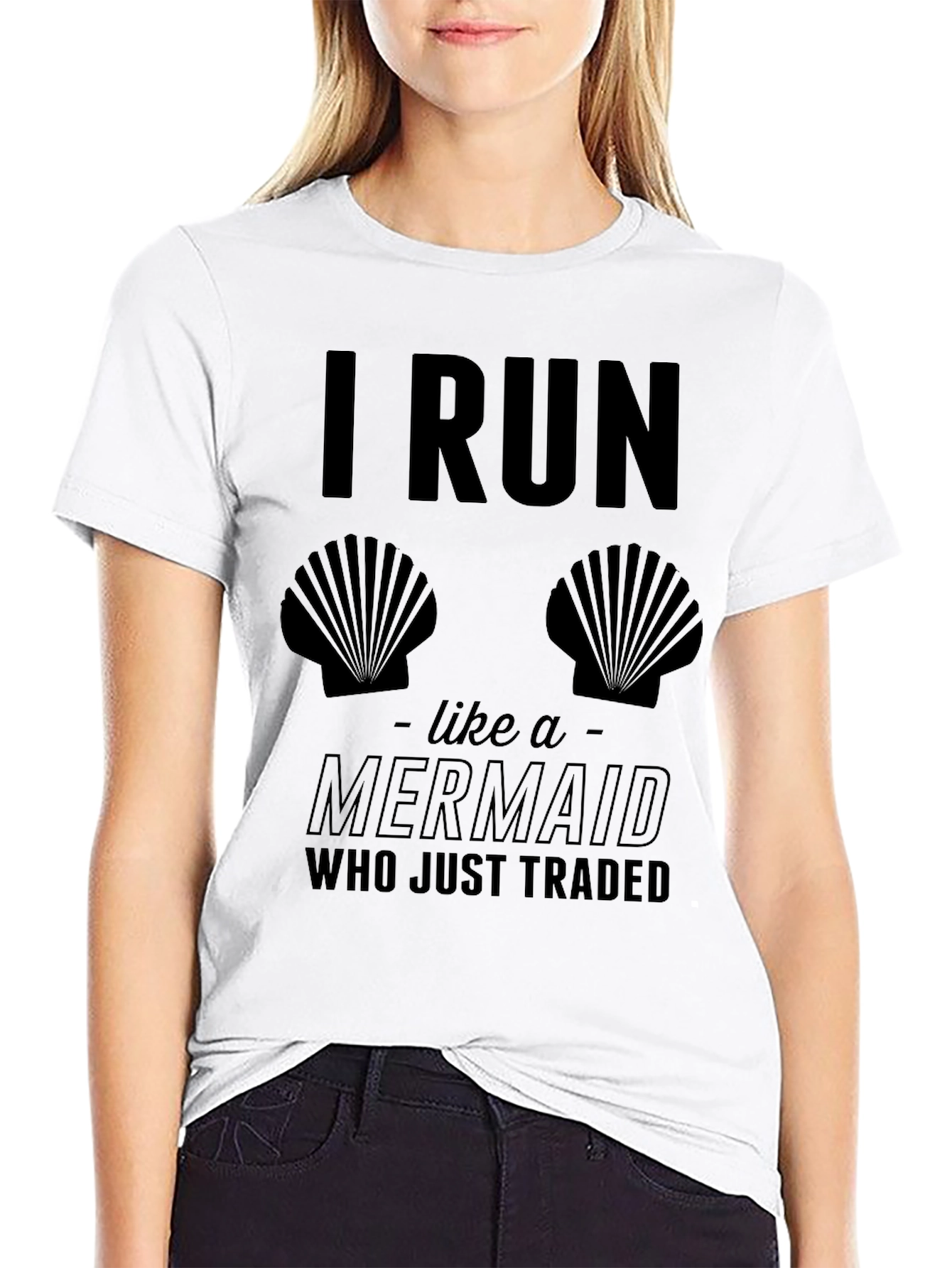 I Run Like A Mermaid Black T-Shirt