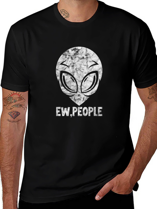 Ew People Alien Graphic Tee - Black Cotton Blend