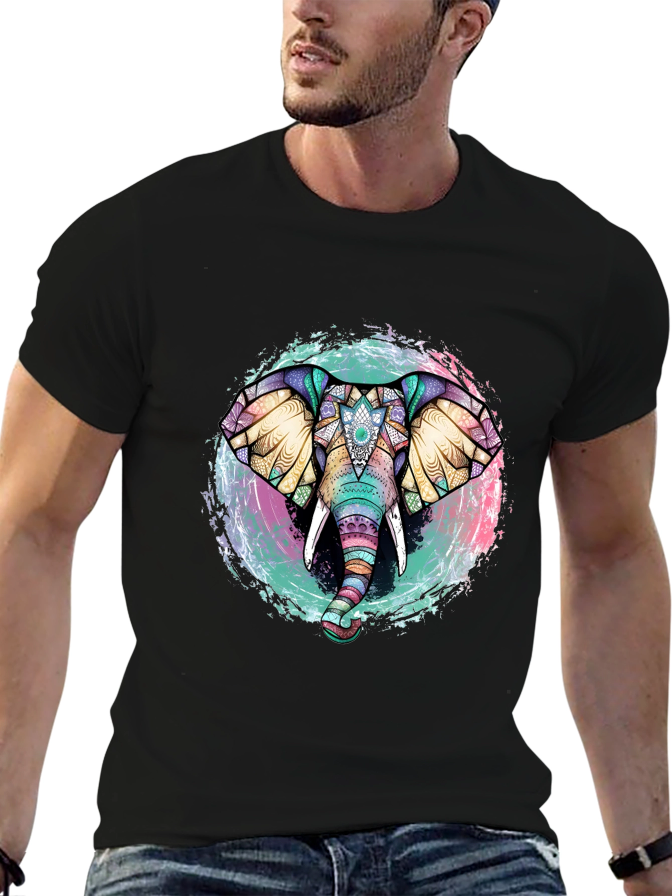 Elephant Mandala Graphic Tee - Unique Design