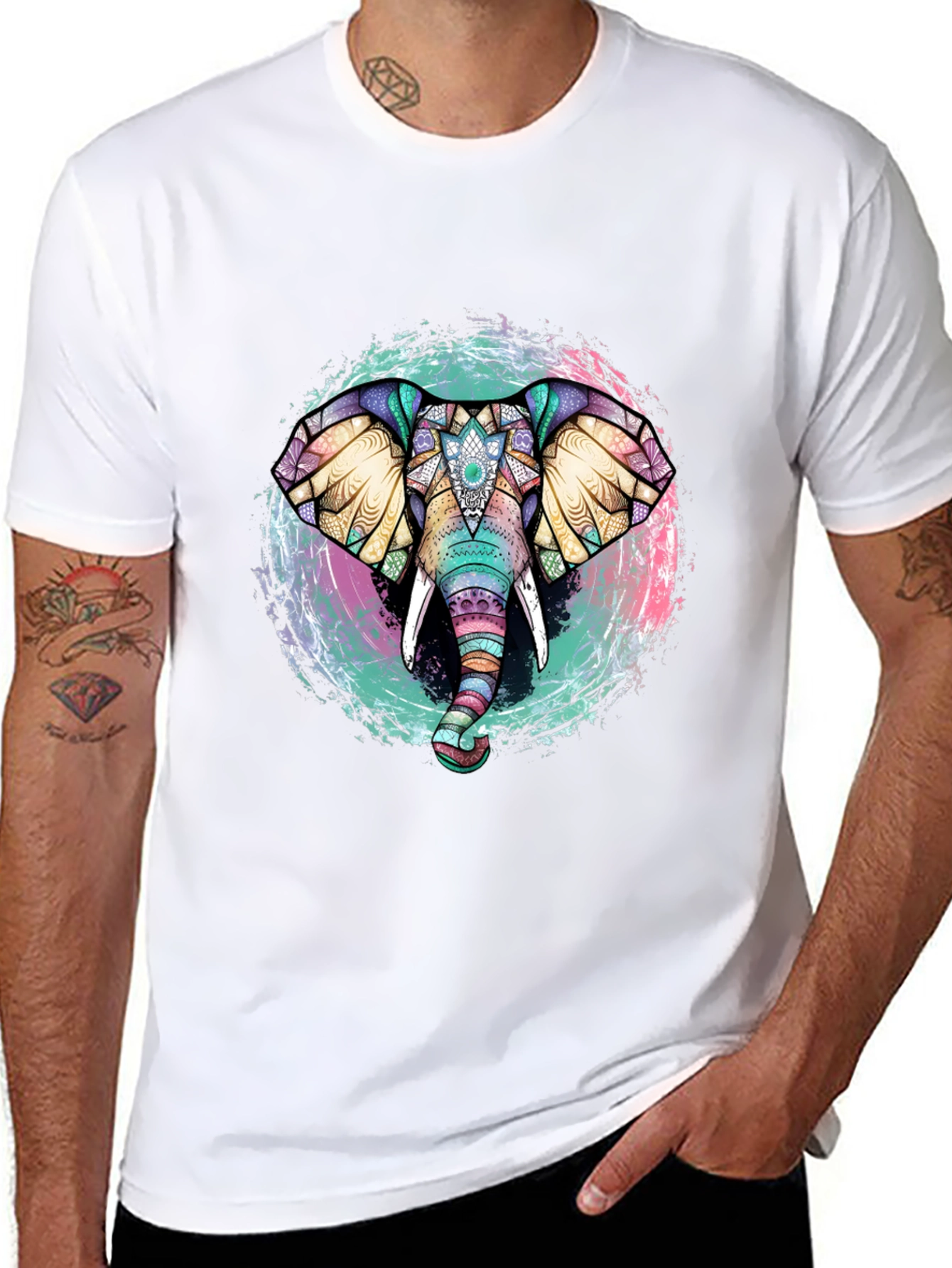 Elephant Mandala Graphic Tee - Unique Design